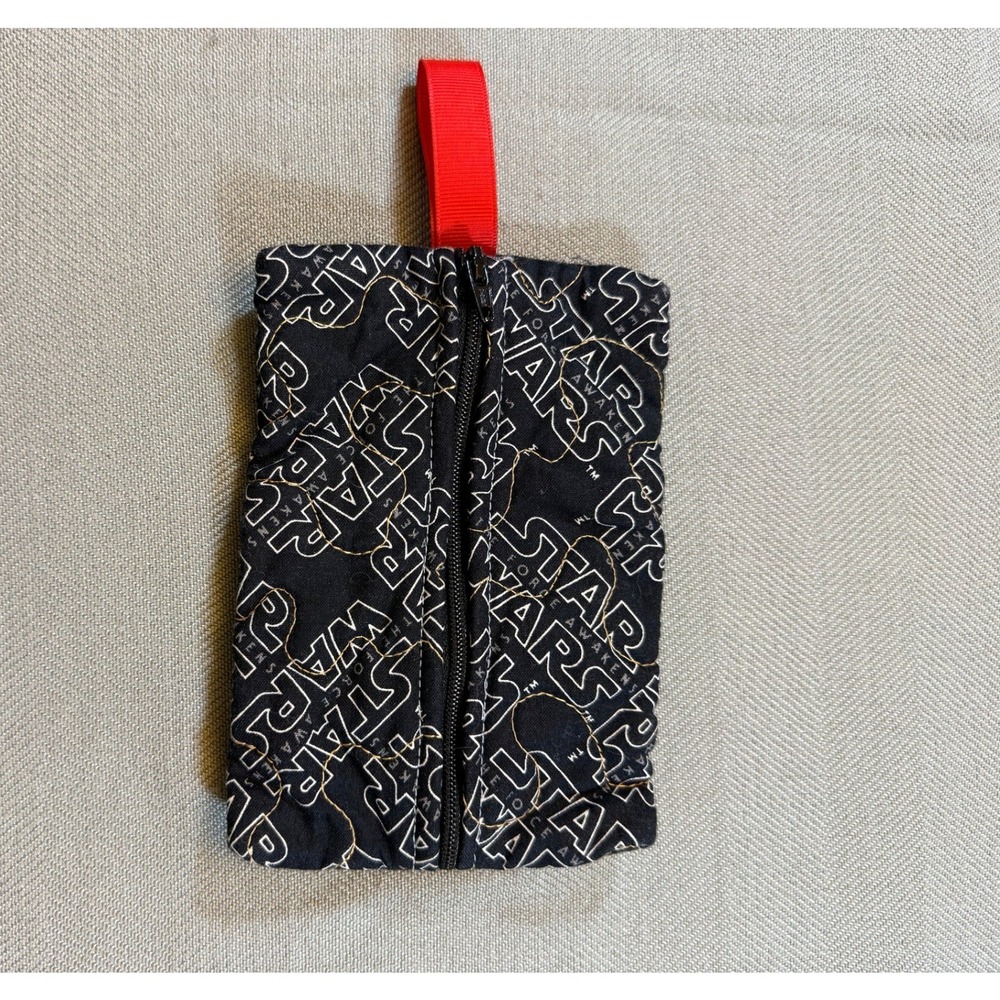 Star Wars The Force Awakens Quilted Zipper Pouch Small Travel Bag Black Red Loop